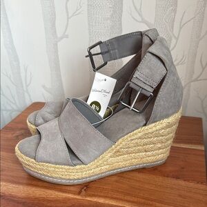 Gray Wedge Sandals